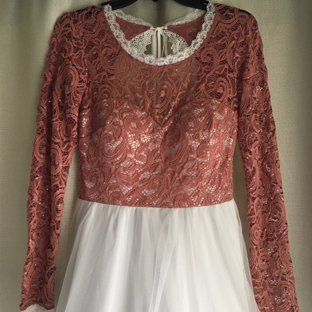 My Michelle Coral Lace Sequin Tulle Skirt Dress - Picture 7 of 10